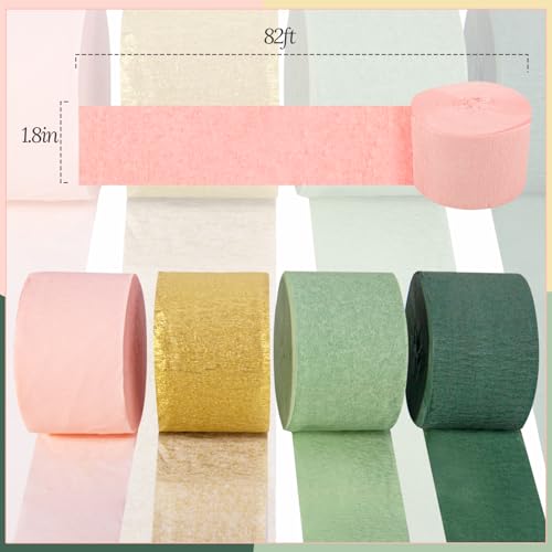 Image of 8 Rolls Sage Green Crepe Paper Streamers Party Decorations for Boho Wedding, Baby Shower, Engagement Party, Spring Party, Birthday Party Supplies