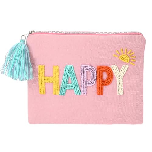 Depesche TOPModel Juicy 13326 - Neceser con Cuentas y Texto en inglés «Happy with Colorful Borla», Color Rosa, Pink