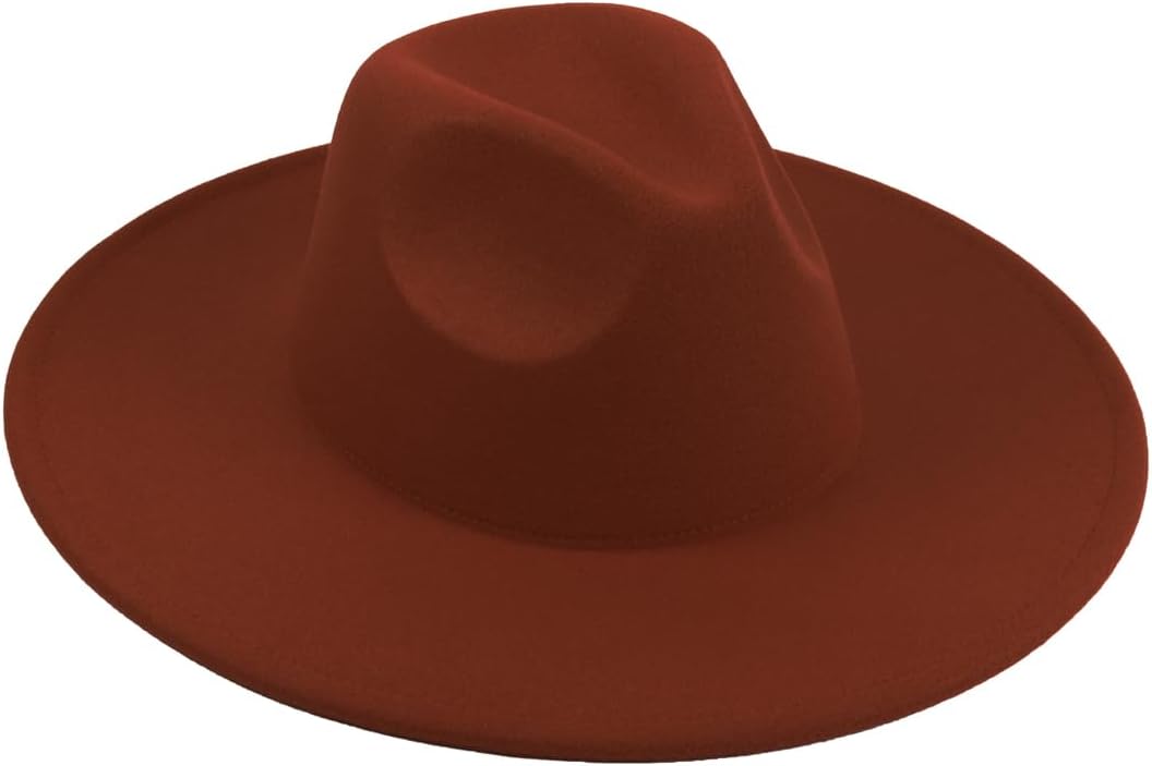 Sombrero de Moda Occidental Fedora Travel Classic Wide Brim Fedora para Mujer, Banda de Sombrero Ajustable Color S&oacute;lido No Cintur&oacute;n
