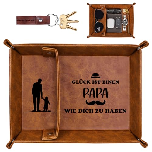 Organizador de escritorio regalos para papá, el mejor regalo para papá, padrastro, suegro, ideas de regalo de cumpleaños para papá, piel sintética, bandeja vacía de bolsillo