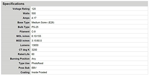 Eiko Ect 120V 500 Watt Inside Frosted Photoflood Lamp Bulb, Pack Of 3 #TOP1