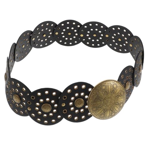 Vintage Western Disc Belt for Women Soft Durable Cowboy Waist Belt Chic Fashion Accessory for Dresses Jeans Retro Aesthetic for Casual Formal Outfits