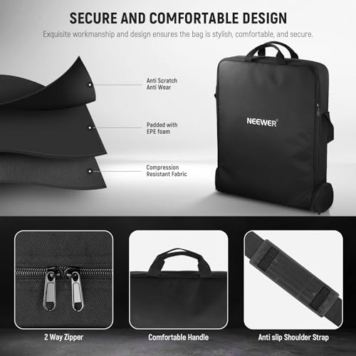 NEEWER 18" Ring Light Carrying Bag with Expandable Stand, 23.6"x22.8" Lightweight Nylon Protective Bag, Black, 60 x 58 x 9 cm - Image 4