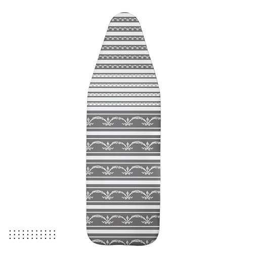 Image of Encasa XO Ironing Board Cover with 3mm Thick Felt Pad for Steam Press (Fits Standard Large Boards of 125x39 cm) Heat Reflective, Scorch & Stain Resistant, Printed - Grey Bunting