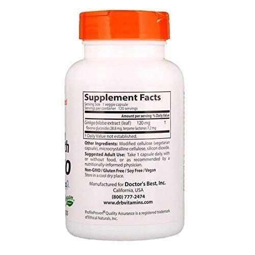 NOW Doctor's Best, Extra Strength Ginkgo, 120 mg, 120 Veggie Capsules