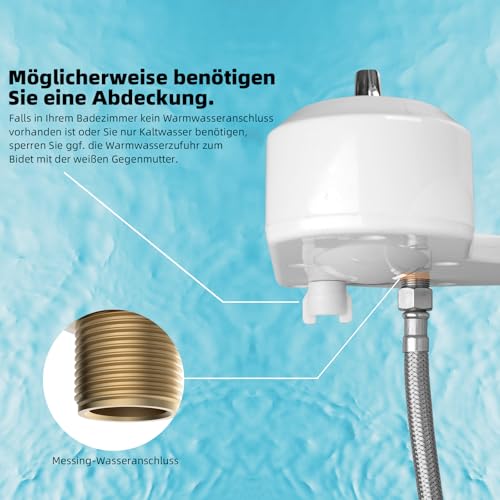 Hibbent WC Bidet, Water Bidet Dusch-WC (ohne Strom),Intimreinigung mit Selbstreinigende Düsen Wasserstrahl regulierbar Po Dusche und Lady-Dusche