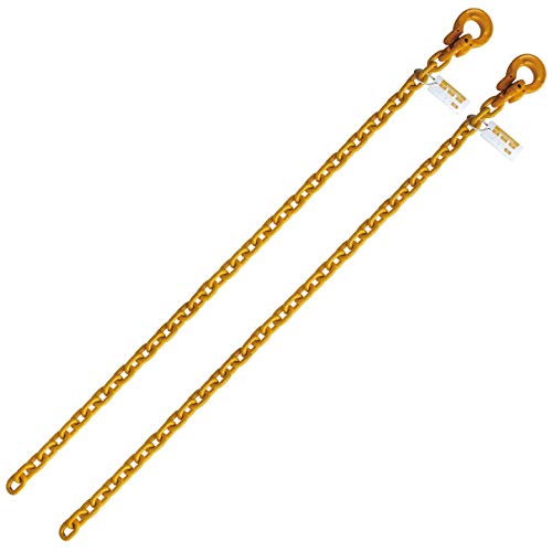 3/8" x 8' Axle Chain Omega Link Grade 80 Towing Wrecker Recovery Sold in Pair Working Load Limit 7,100 LBS Breaking Strength 28,400 LBS