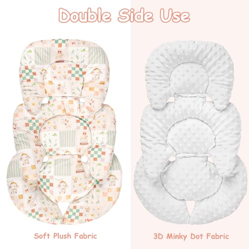 Image of Infant Car Seat Insert with 2 Strap Pads, Super Soft Carseat Head and Body Support for Baby Boys and Girls, Reversible Newborn Car Seat Insert Cushion for Strollers, Bouncers, Swing, Elephant | Head & Body Support