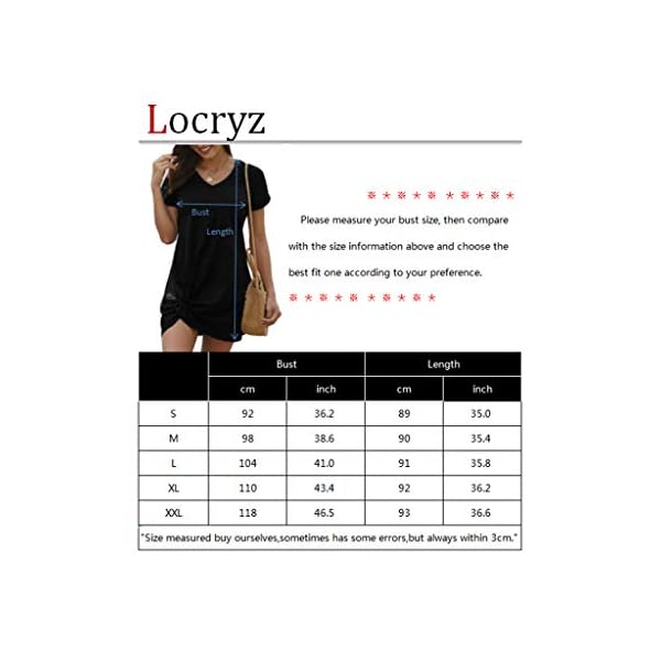Locryz-Womens-Summer-Twist-Knot-Tshirt-Dresses-Casual-V-Neck-Short-Sleeve-Knot-Dress Locryz Womens Mini Dress Short Sleeve V Neck Side Knot Casual T Shirt Dress XL Black
