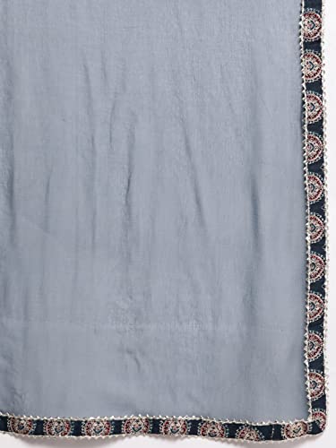 Image of ishin Women's Pure Cotton Maroon Abstract Printed A-Line Kurta suit set with Sharara & Dupatta