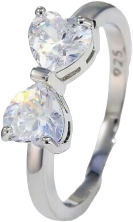 Phoenixjewel 2 Ct Heart Cut Diamond 2-Stone Wedding Toi Et Moi Engagement Solitaire Double Stone Ring For Women 14K White Gold Plated 925 Sterling Silver Handmade Anniversary Ring Best Gift For Her