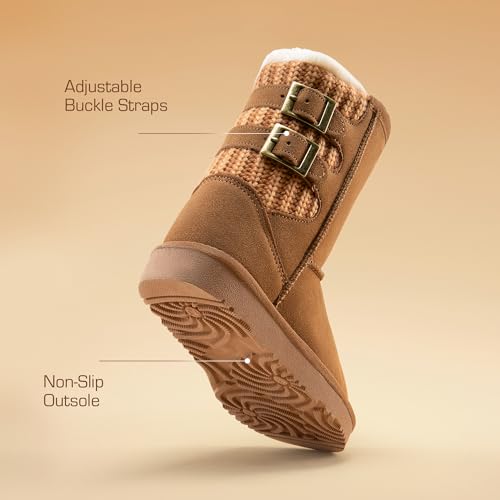 DREAM PAIRS Girls Boys Winter Boots Faux Fur Lined Mid Calf Kids Snow Tall Shoes FuzzyChic Kid's Buckle for Little Kid/Big Kid3