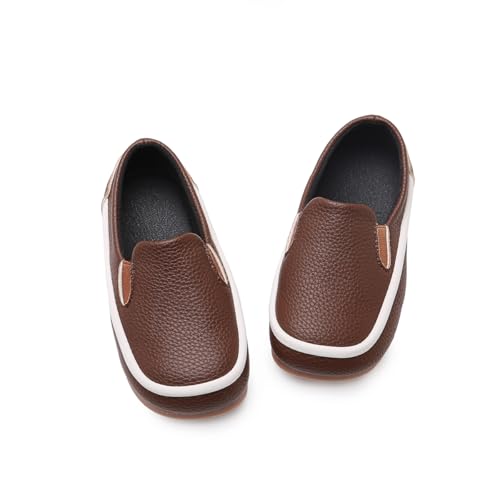 Image of SOFMUO Toddler Boys Girls Loafers Slip On Little Kids Oxford Dress Flats Casual Boat Shoes School Uniform Moccasin Daily Walking Shoes