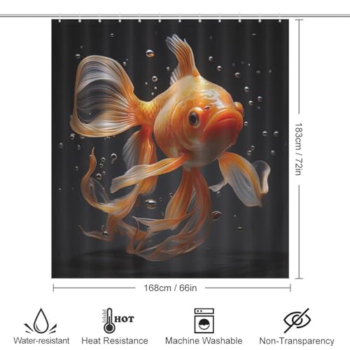 Rideau de douche poisson de qualité supérieure avec œillets renforcés et crochets - 4