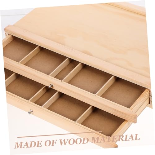 KALLORY Paint Brush Holder Wooden Desk Organizer Storage Box for Art Markers and Pencils