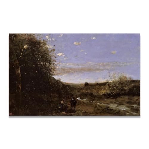 Toile Paysage Campagne Française Vintage Art de Salon 70x112cm