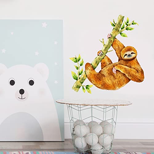 Royolam Lovely Sloth Wall Decal Nursery Animal Wall Sticker Removable Peel And Stick Waterproof Wall Art Decor Stickers For Kids Baby Classroom Preschool Living Room Playing Room Bedroom School #TOP2