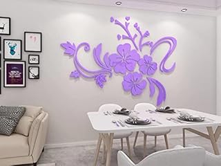 3D Wall Sticker Floral Mirror - DIY Art Flower Decoration Stickers Lotus Decals Acrylic Mirror Wall Stickers Home Living Room Bathroom TV Background Decor Mural