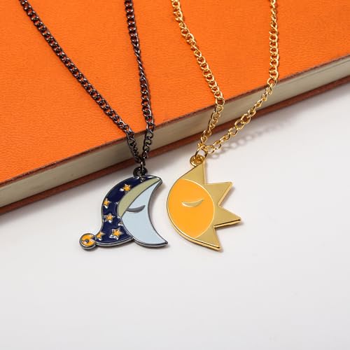SONGCHANGJEWELRY FNAF Halloween Friendship Necklaces - Freddy's Sun and Moon Couple Costume Pendant - Cosplay Cartoon Horror for Man Woman3