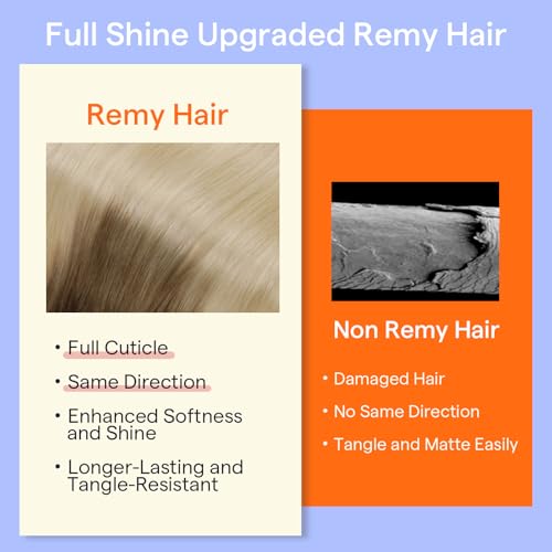 Image of Full Shine Human Hair Clip in Extensions, Light Brown to Blonde, 20 Inch