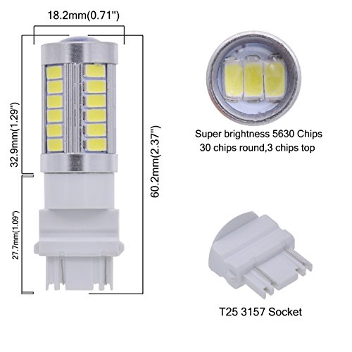 Katur 10-Pack Super White 950Lums 3157 3047 3057 3155 3457 4057 Base 33 Smd 5050 Led Replacement For Car Incandescence Bulb Rv Camper Brake Turn Lamp Lights Dc 12V 6500K #TOP3