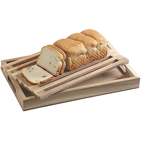 Wooden Bread Cutting Board with Crumb Catcher Cover