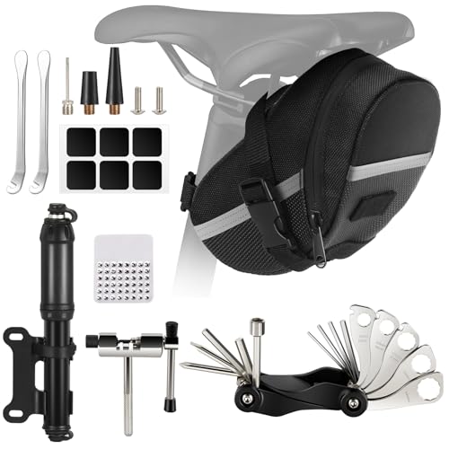 WEEKSUN Kit de Herramientas para Bicicleta, 14 en 1 Multiherramienta para Bicicleta con Tronchacadenas Bicicleta, Parches Bicicleta, Bomba Bicicleta, Adecuado para Bicicletas de Carretera y montaña