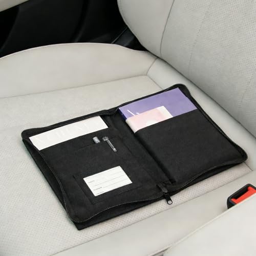 Tragbarer Dokumentenorganizer für Autoinnenausstattung, Design mit mehreren Fächern, A5-Dokumententasche, geeignet zur Aufbewahrung von Rechnungen, Führerschein, Fahrzeugzulassungsbescheinigung usw.