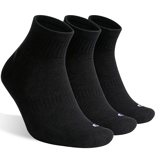 Image of Merino Wool Ankle Socks, Men's Women's 90% Wool Athletic Thin Running Moisture Wicking Socks, 3 Pairs