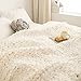 ATMOSURELY Ultra Soft Cream White Chunky Knit Throw Blanket Cozy Fluffy Chenille Yarn Handmade Cable Knit Crochet Blanket for Bed Sofa Couch 50x60 Inches (Cream White, 50