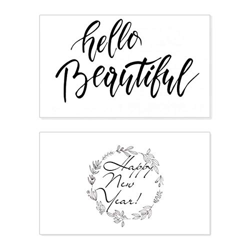 Tarjeta de felicitación de Año Nuevo con cita en inglés Hello Beautiful