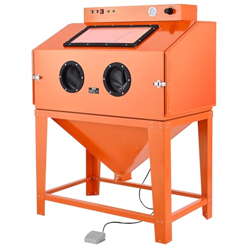 VEVOR Sandstrahlkabine 435 L Sandstrahlgerät mit 117 L Strahlmittelbehälter zwei Strahlpistolen & 1 6-PS-Staubabsaugung für die Oberflächenbearbeitung übergroßer Teile & die Rostentfernung