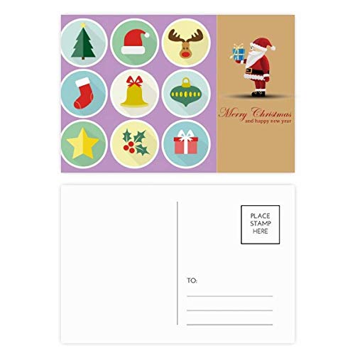 Cartes postales cercle de Noël illustration verte en papier haut de grammage lot de 20