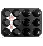 Zuvo Teglia per muffin in silicone, 12 tazze, antiaderente, per cupcake e brownies (23 x 31 cm), perfetta teglia da forno
