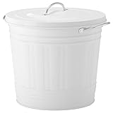 Metal Storage Bin with Lid and Handles, 4 Gallon White Container for Home, Kitchen, or Garage