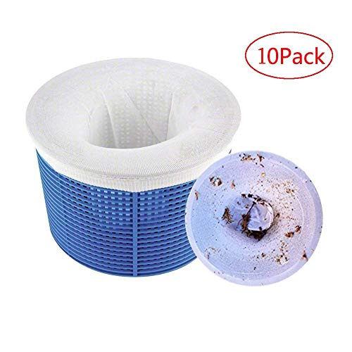 Chnaivy Pool Skimmer Socks- Pack of 10 Fine Nylon Mesh Screen Sock Perfect Filter Savers to Protect Your Filters, Baskets,&Skimmers Removes Debris, Leaves Oil, Pollen, Bugs, Scum & More!