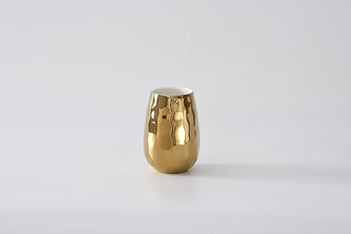 Pampa Bay Vaso de vino de porcelana, 12 onzas, exterior metálico con acabado dorado, apto para horno y lavavajillas