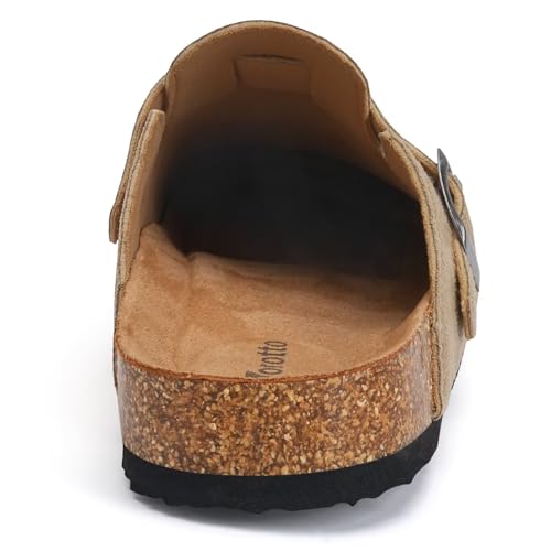 Image of Torotto Womens Clogs Cork Footbed Suede Slippers Arch Support Potato Shoes with Adjustable Buckle