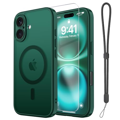 Magnetic Case for iPhone 15 Case with Screen Protector+Wrist Strap