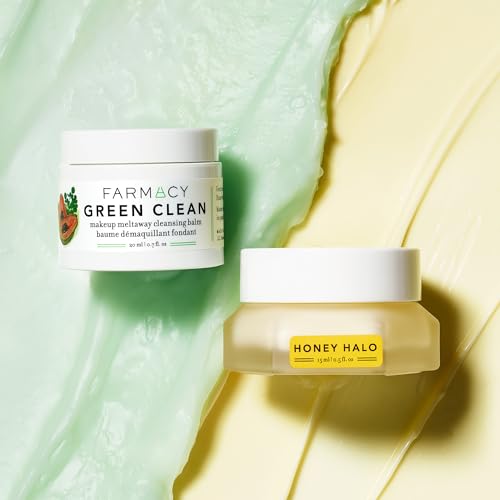 Farmacy 1.2 Ceramide Face Moisturizer + Cleansing Balm Duo - Travel Size Skin Care Set With Green Clean Makeup Remover Balm + Honey Halo Moisturizer Face Cream thumb #1