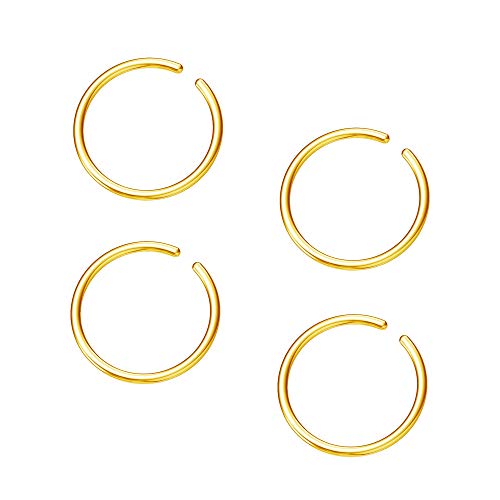 Hoop Cartilage Earring Fake Earrings Nose Rings Septum Nose Ring Stainless Steel for Women Men Girls Gold