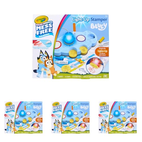 Image of Crayola Magic Light Up Bluey Stamper Art Set, Toddler Mess Free Coloring & Stamping Kit, Bluey Toys, Gifts for Ages 3, 4, 5 (Pack of 4)