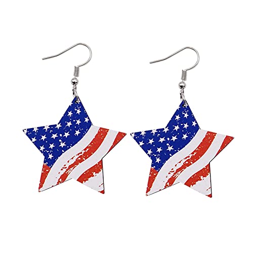 Independence Day American Flag Star Sunflower Eagle Shape Wooden Dangle Earrings Colorful 4Th July Patriotic Earrings For Women Girls Jewelry(H) #TOP21