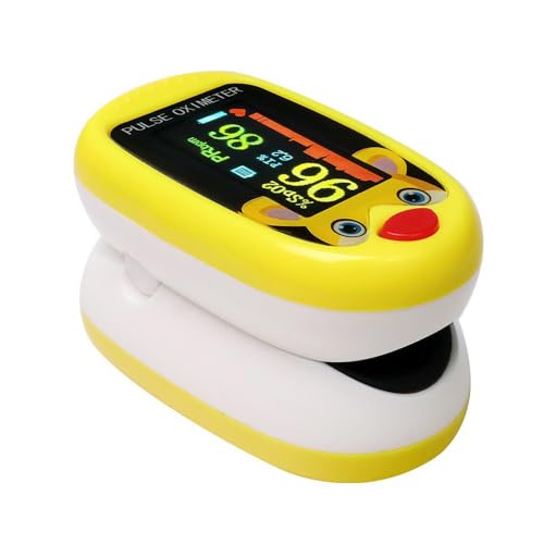 FONCBIEN Oxímetro de Dedo, Saturómetro Oxímetro de Pulsos Monitor de Frecuencia Cardiaca Pantalla LED Vigilancia del Pulso Aparato de Medida para Niño