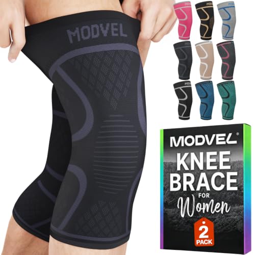 Image of Modvel 2 Pack Knee Brace for Women - Knee Support for Walking, Knee Compression Sleeves for Pain Relief, Knee Sleeves for Women, Knee Brace for Sports, Workouts & Arthritis
