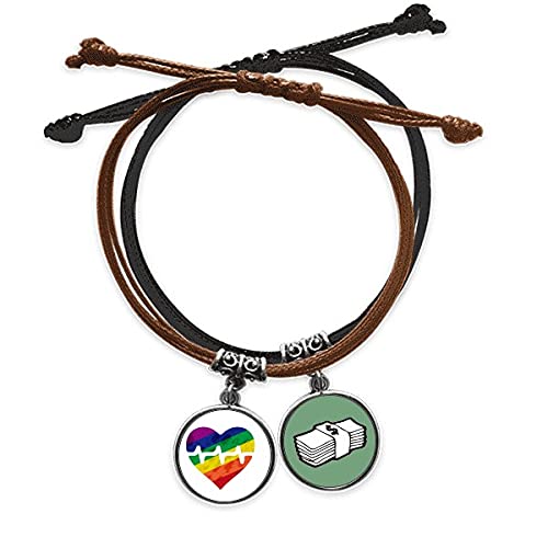 Pulsera arcoíris LGBT de cuerda hecha a mano con colgante de corazón, un regalo con orgullo