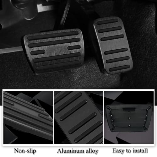 XITER 2pcs Aluminium Alloy Foot Pedal Pads No Drilling Anti-Slip Brake and Accelerator Pedal Covers for Honda Passport 2019 2020 2021 2022 2023 2024 2025 Interior Accessories(Black)