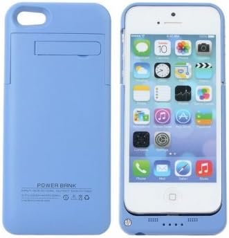 Amoji Rechargeable Battery Case 4200 mAh/2200 mAh for iPhone 5/5S/5C Charger Case Portable Charging Case with LED Display and USB Port (Blue, 510 iPhone 5/5S)