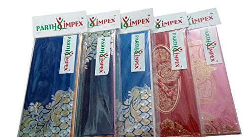 PARTH IMPEX Shagun Gift Envelope for Cash (Pack of 50) 7.5" x 3.5" Peacock Feather Gold Silver Foil Stamping Assorted Color Money Holder Card for Christmas Diwali Birthday Wedding Graduation