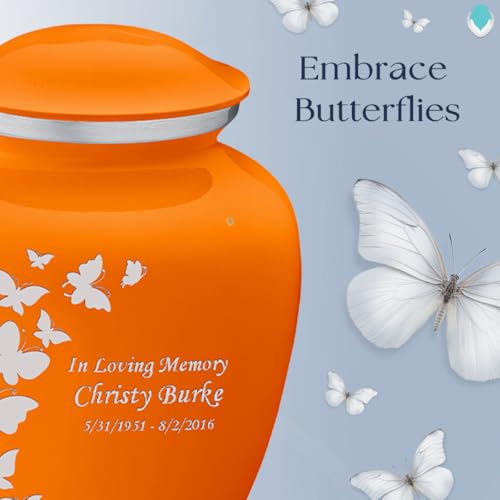Image of Geturns - Adult Custom Butterfly Cremation Urns for Human Ashes I Burnt Orange Large Funeral Urn for Female and Male I 200 lbs